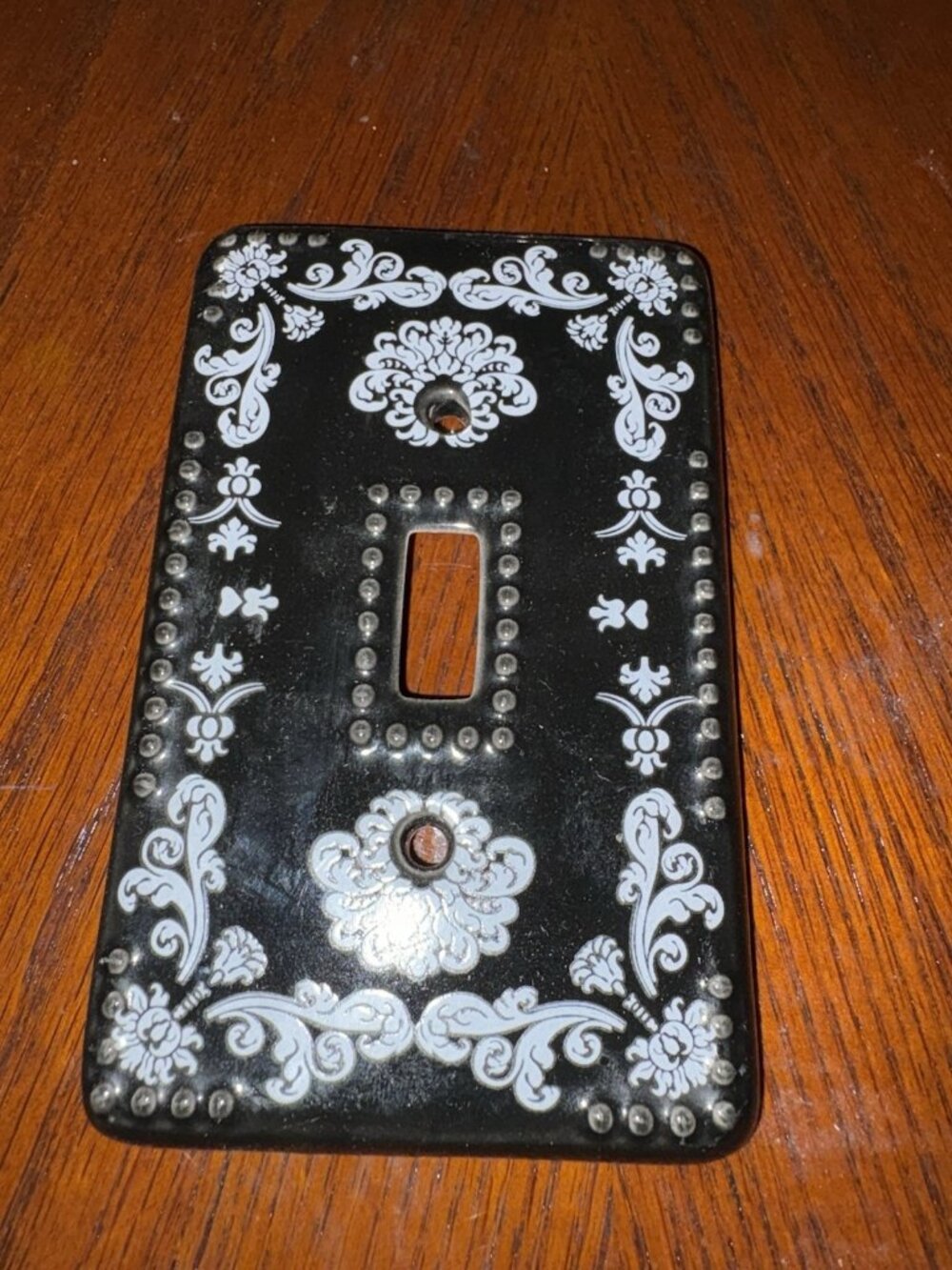 Black & White Damask Motifs Ceramic Switch Plate Single Pole Home Art Decor